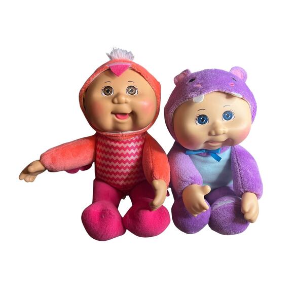 Bundle of 2 9in Cabbage Patch Kids Cuties Exotic Friends Emmett Hippo & Flamingo - Picture 3 of 16